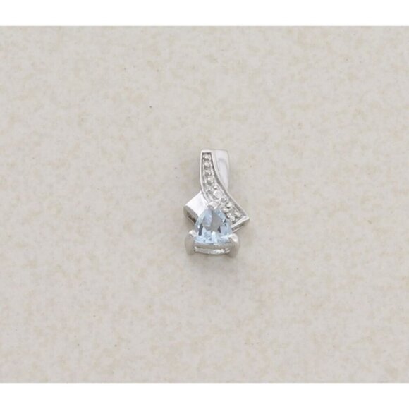 Pendant Only 10K White Gold Natural Aquamarine and Diamond Pendant 1/2